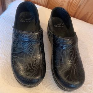 Dansko Black Wedge Clogs